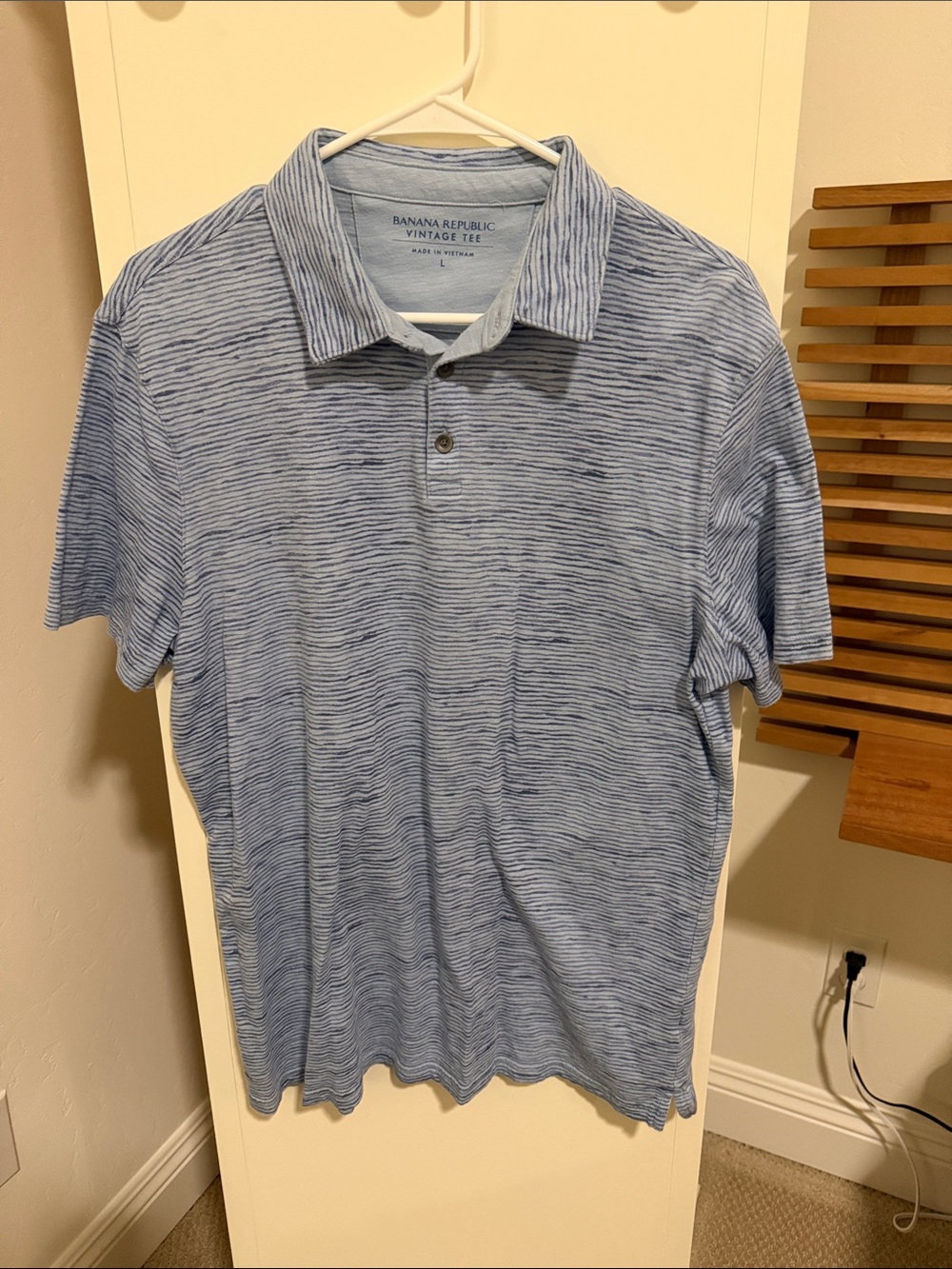 Banana Republic Men's Polo in Heathered Light Blue